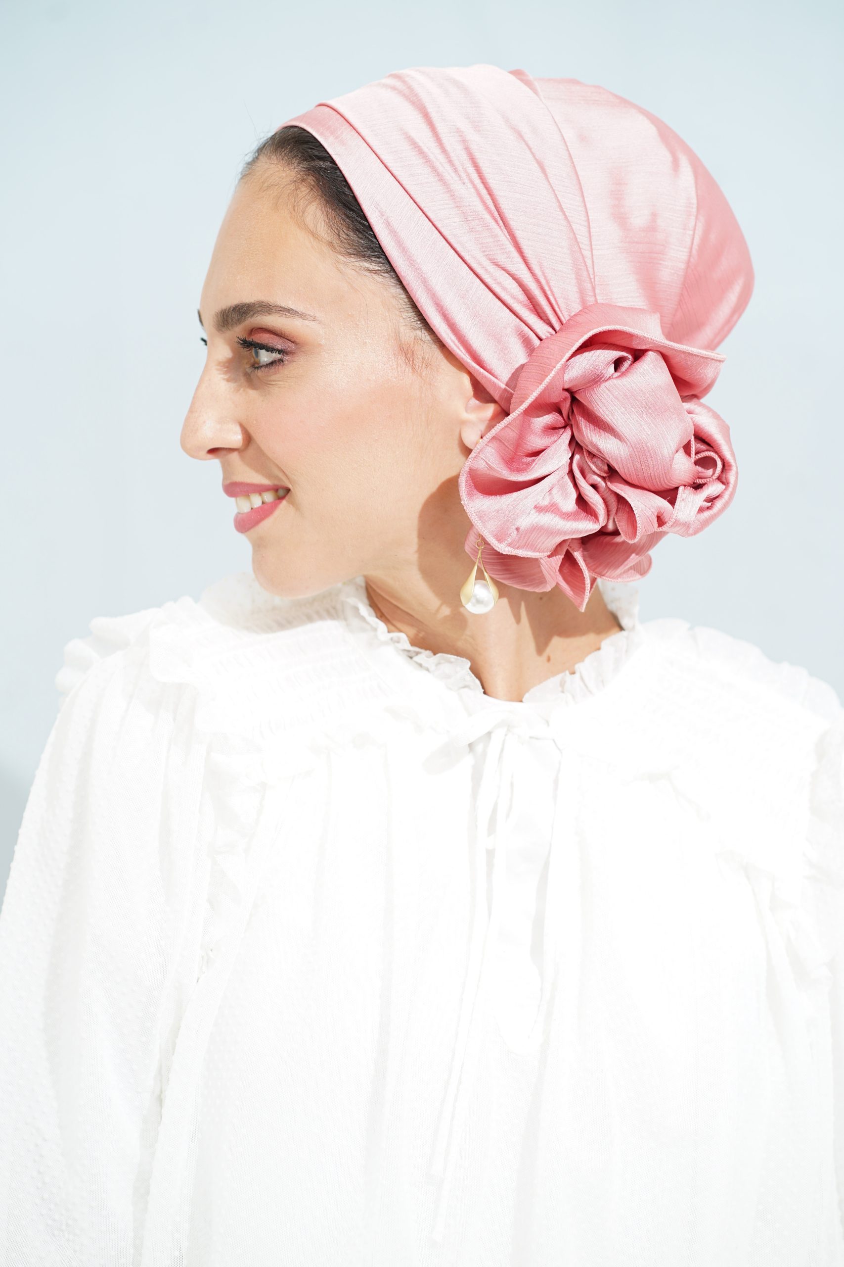 Headscarf Evening Satin Pink
