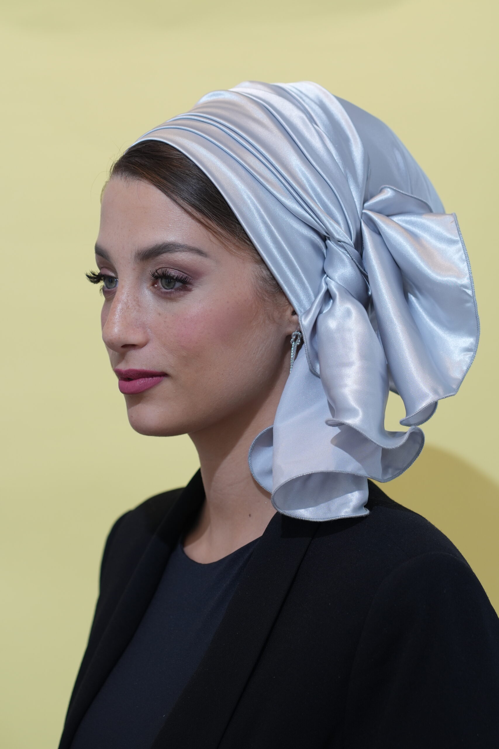 Headscarf Evening Grey Satin