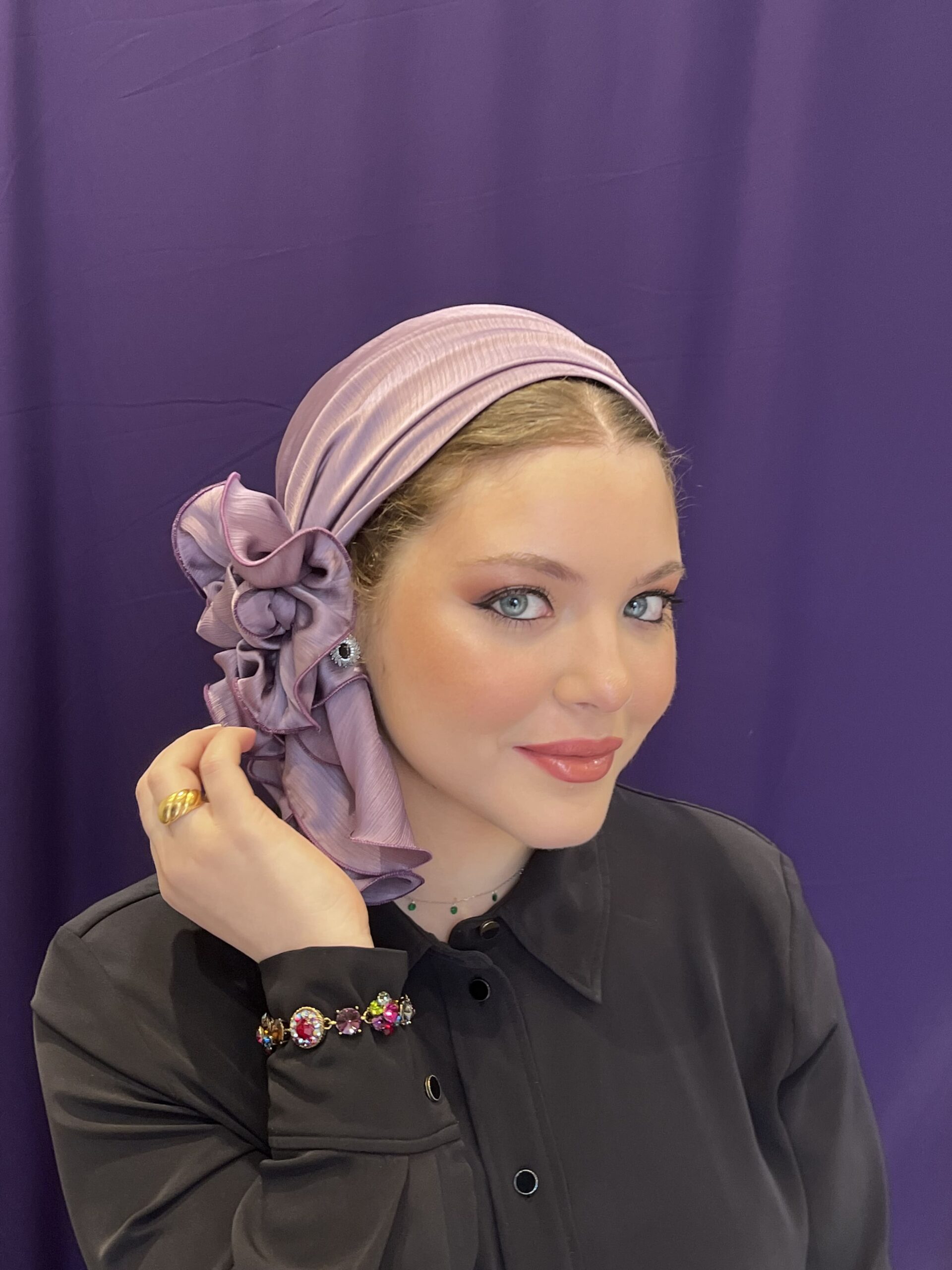 Purple Silk Headscarf