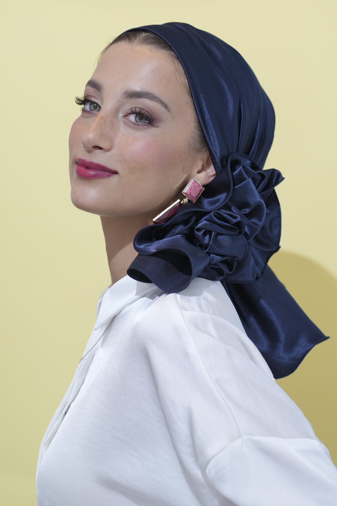 Headscarf Evening Blue Satin