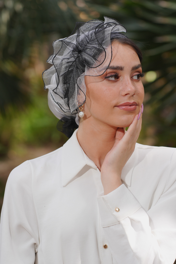Evening Grey Satin Headscarf