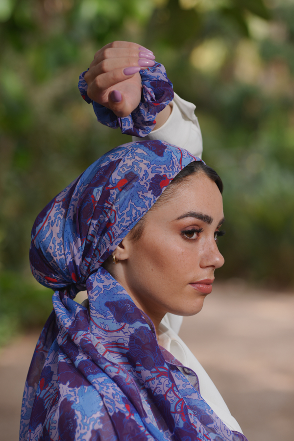 Purple Printed Headscarf