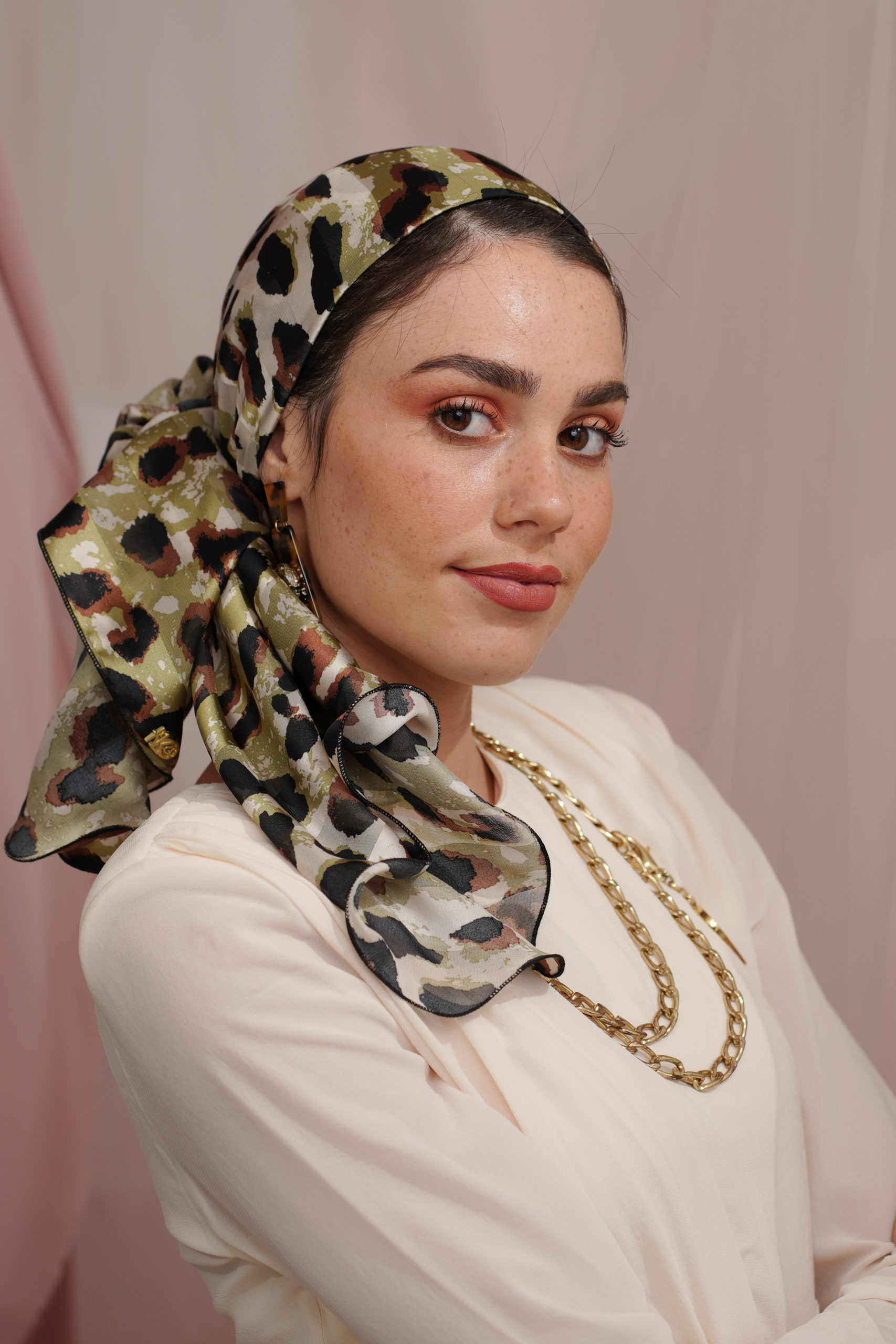 Green Leopard Printed Headscarf
