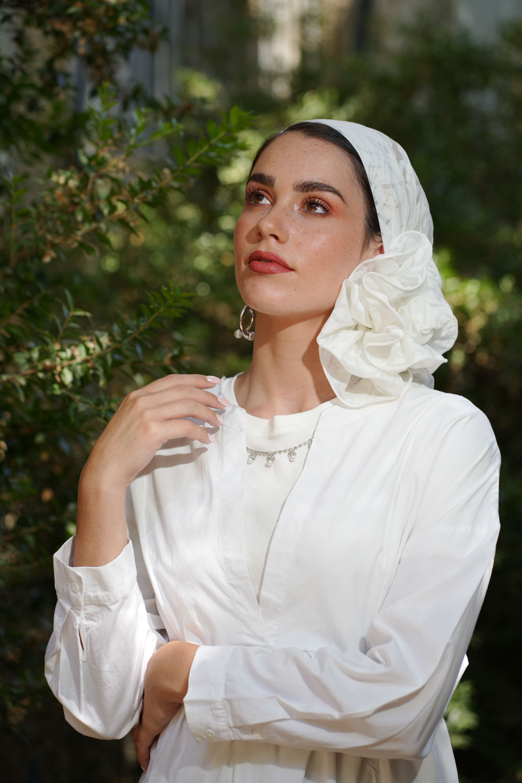 White Evening Headscarf