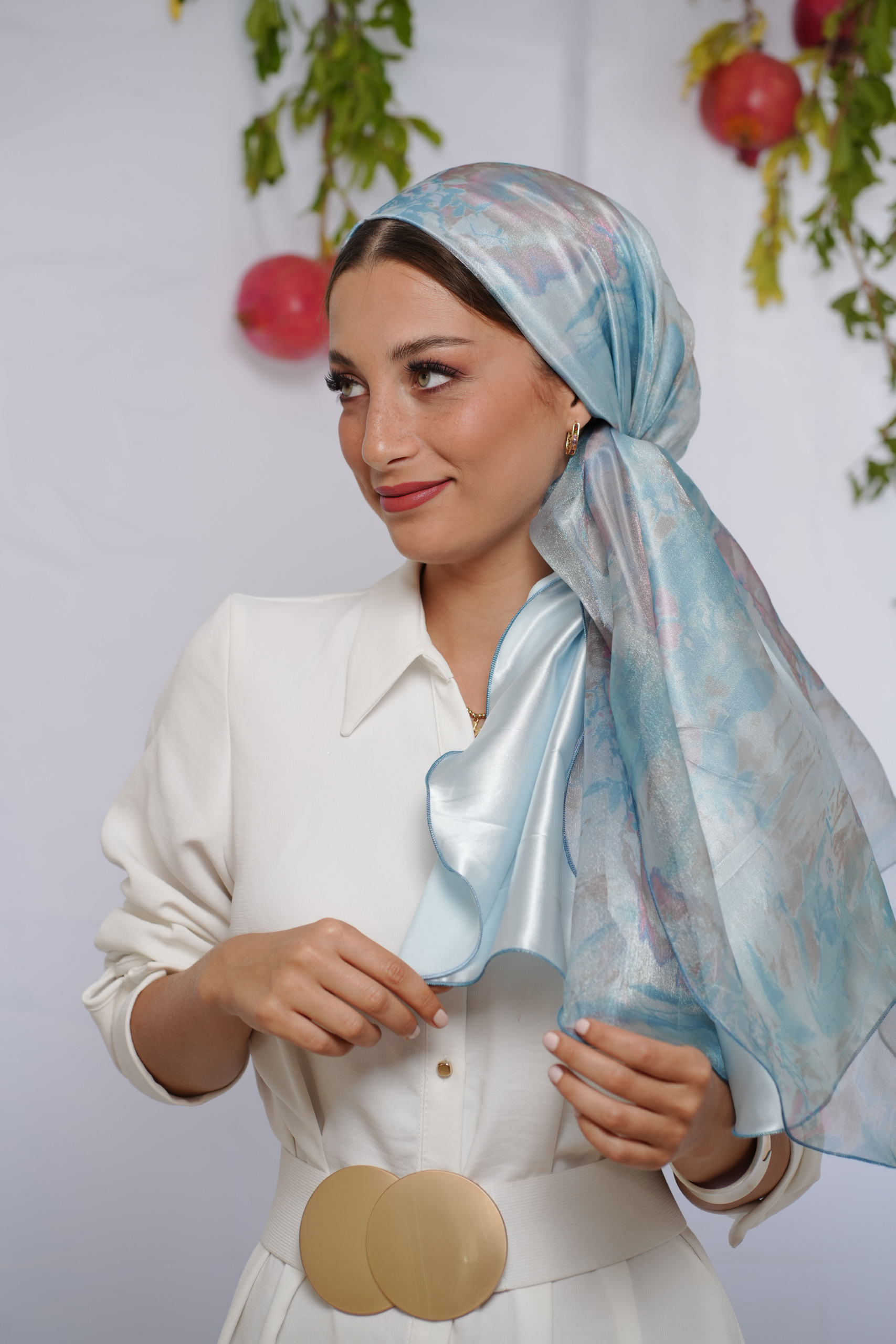 Headscarf Yomi precious organza blue