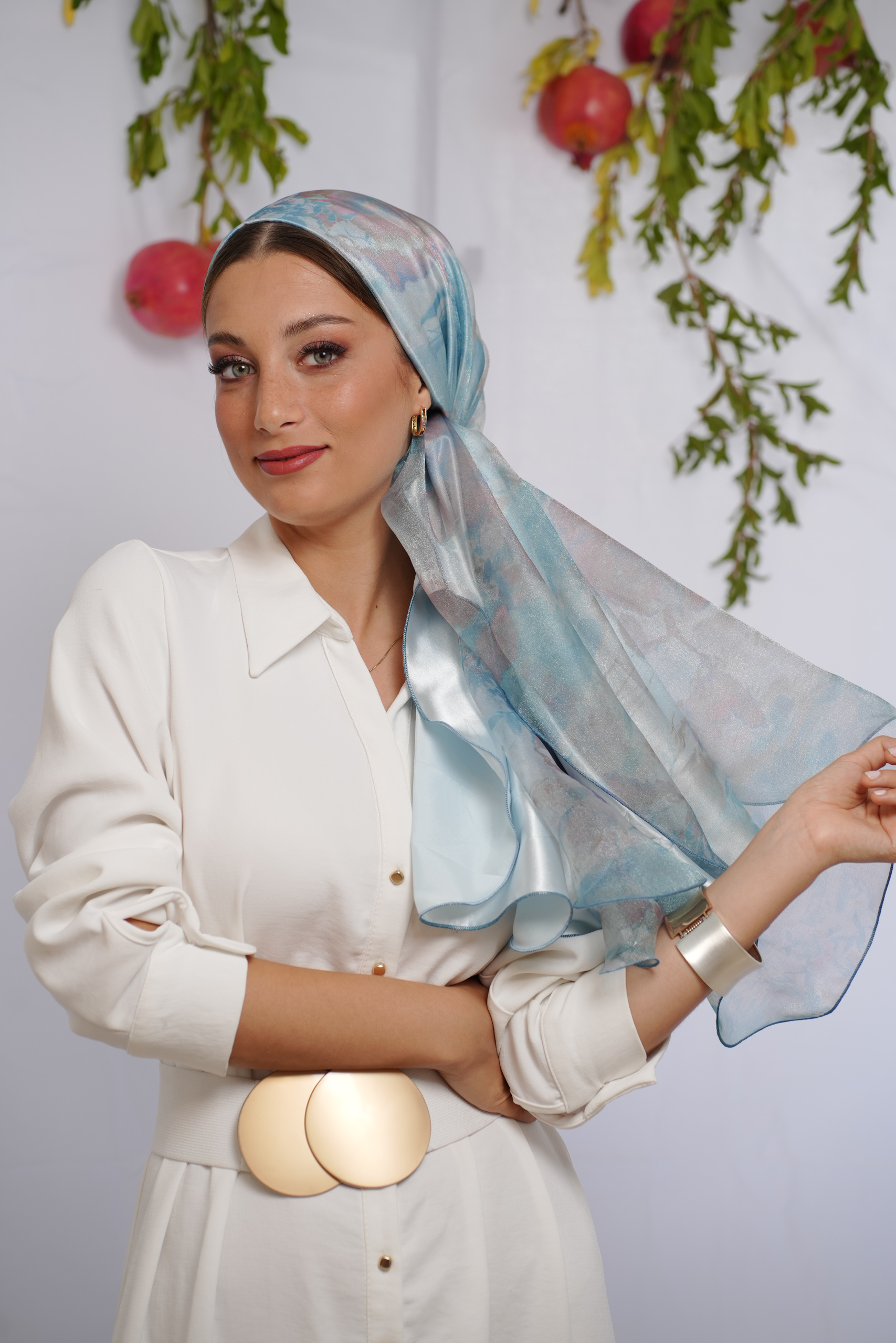 Headscarf Yomi precious organza blue