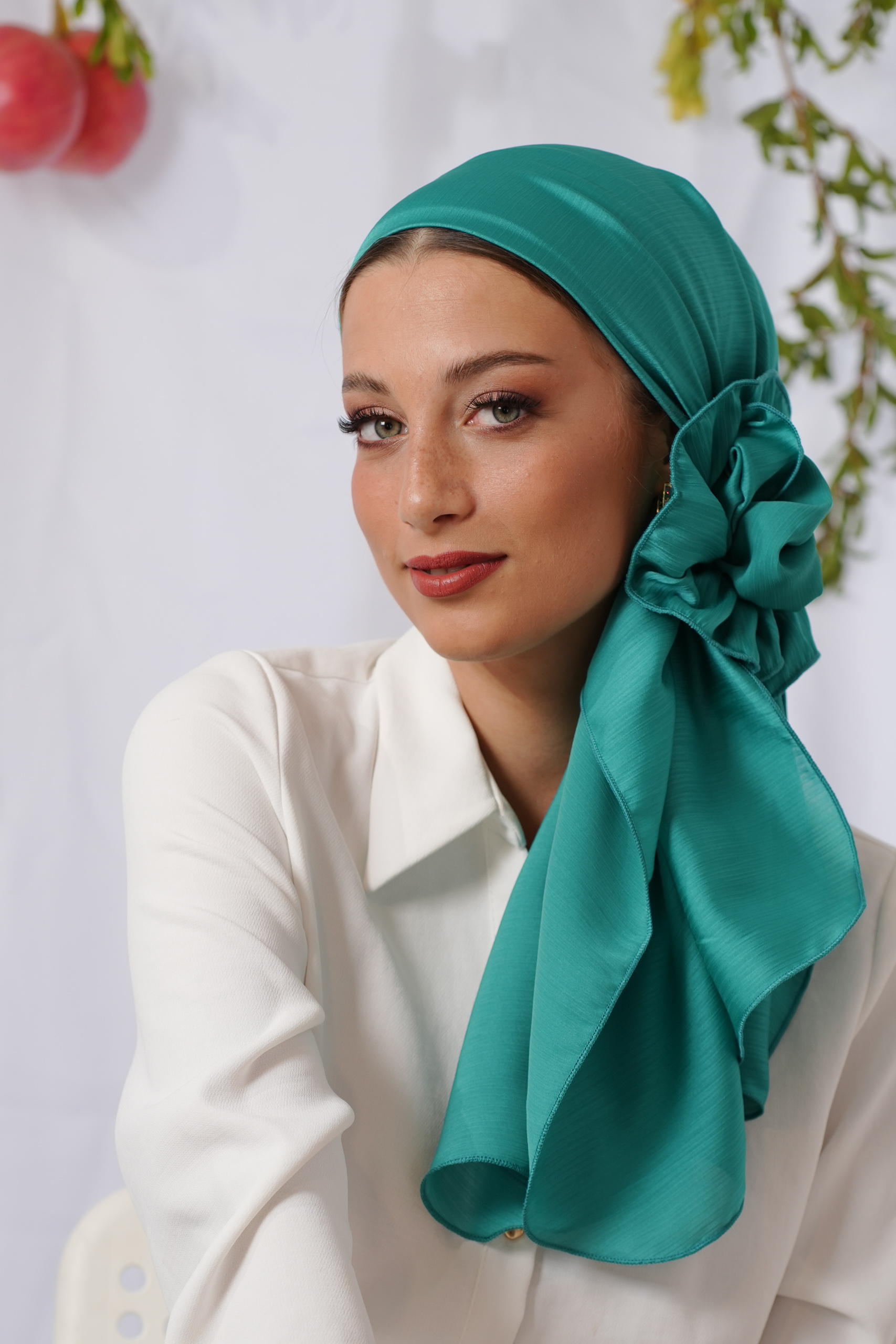 Special Green Gold Evening Headscarf