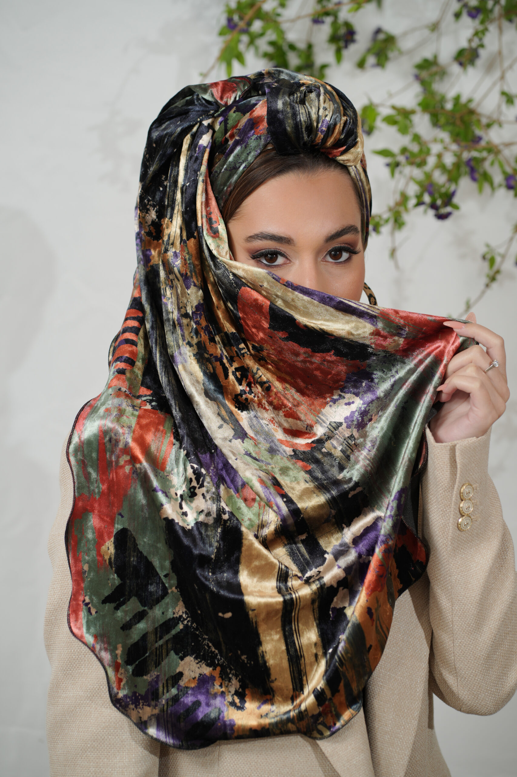 Long Yom Yom Velvet Colorful Headscarf