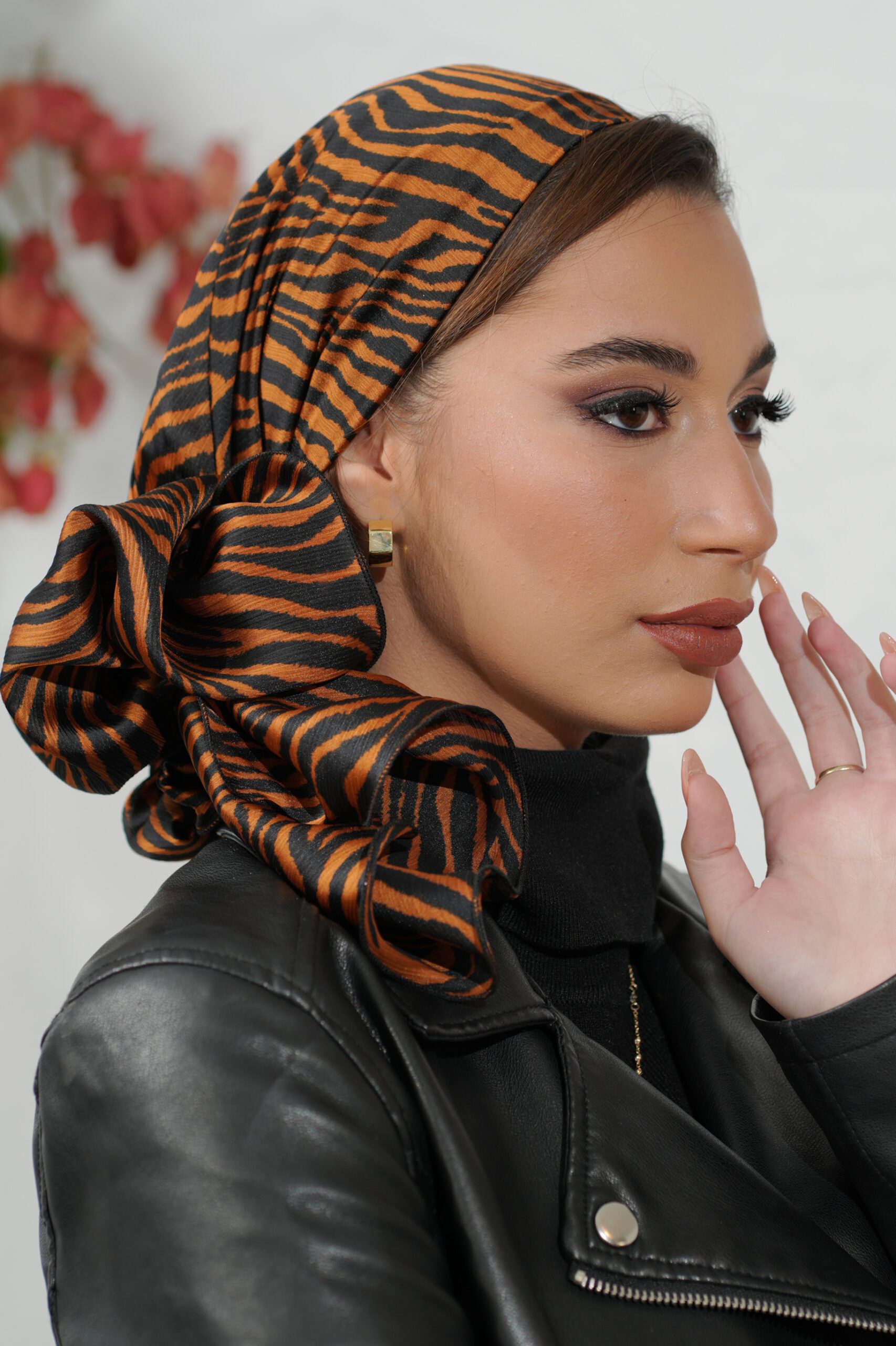 Printed Zebra Orange Headscarf