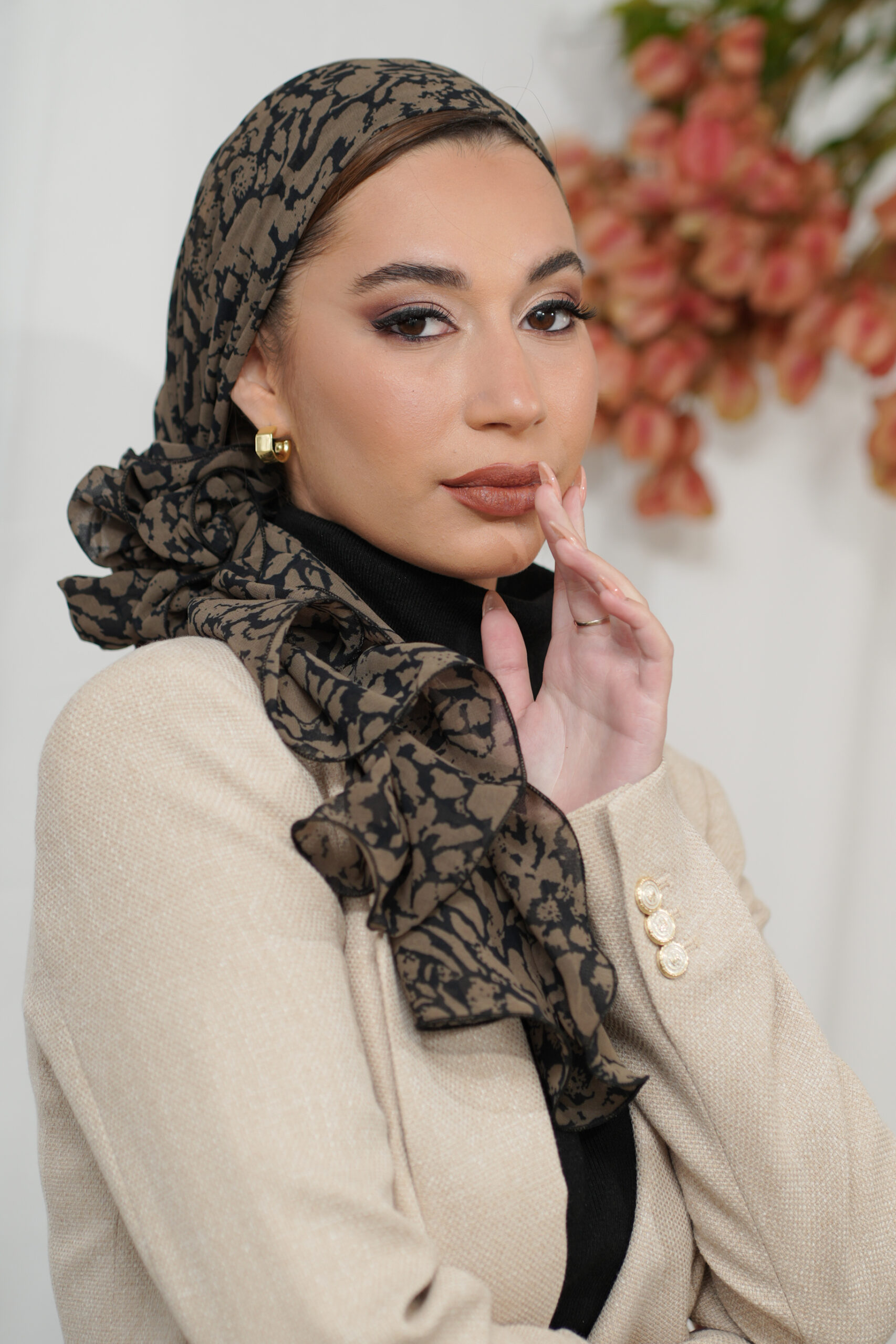 Printed Khaki Headscarf