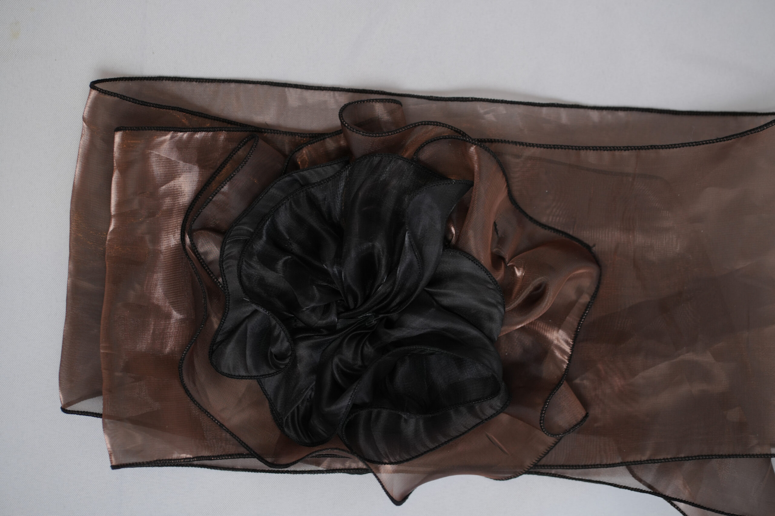 Brown Tull with Black Flower Headband
