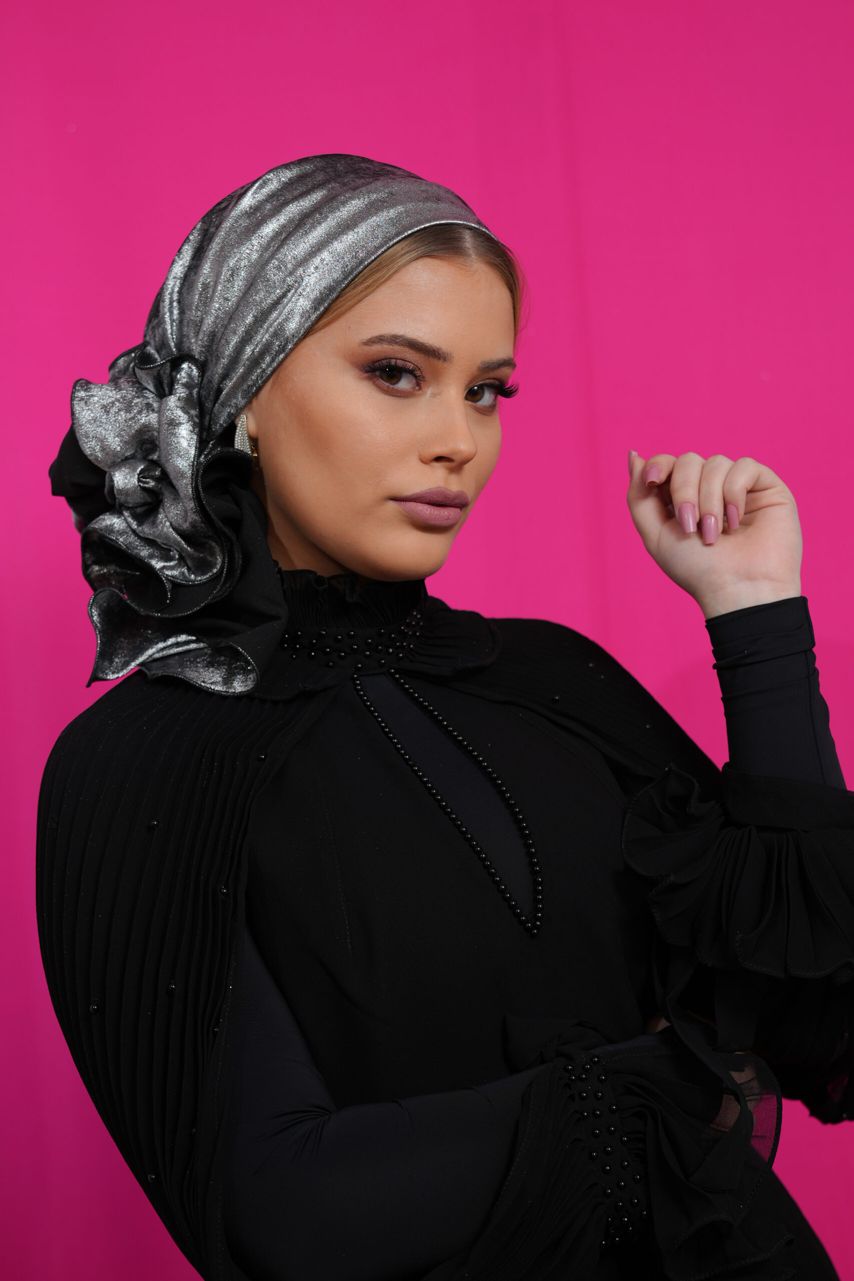 Silver Evening headscarf with or without braid