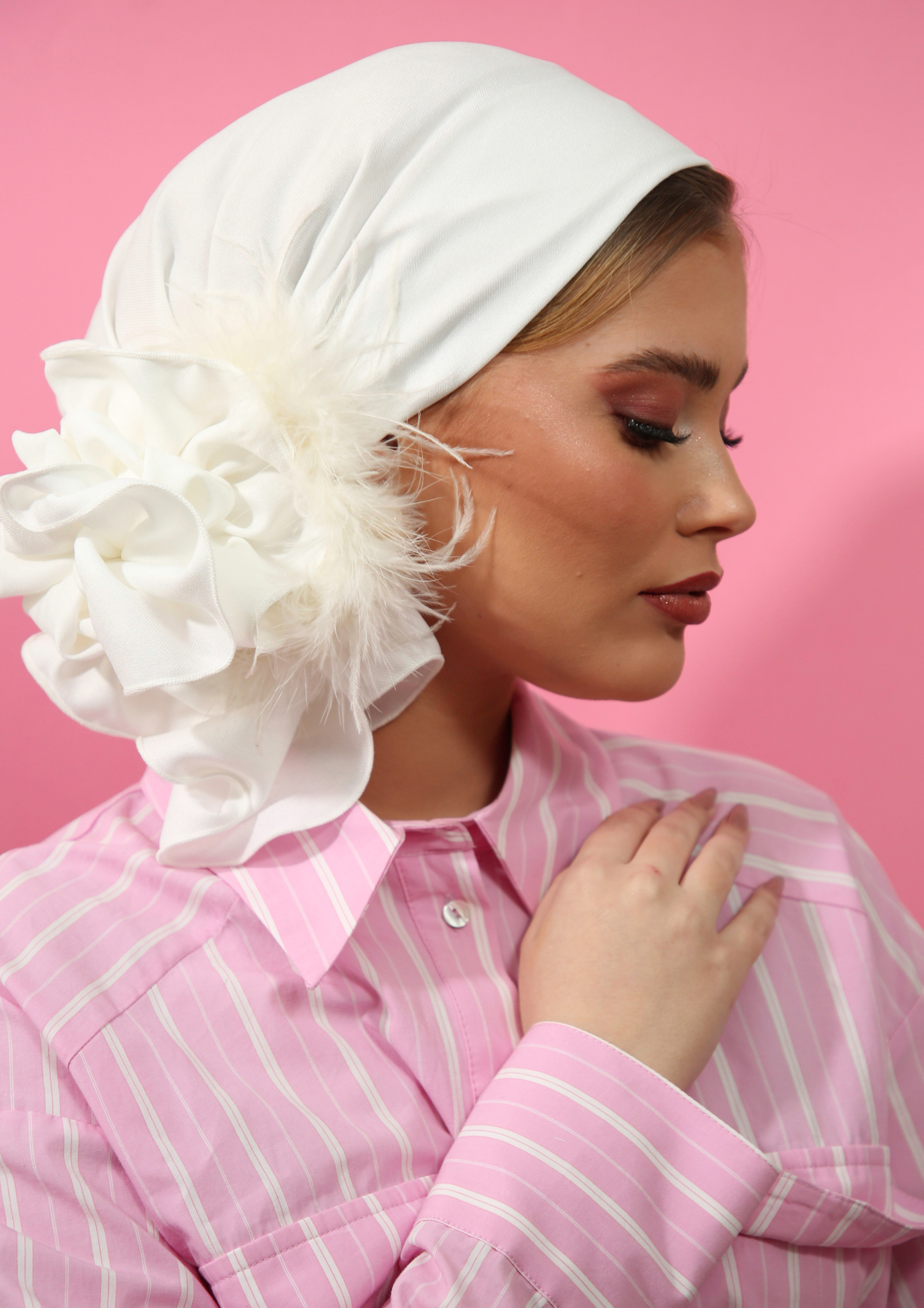 Feathered White Srunchie (headscarf not included)