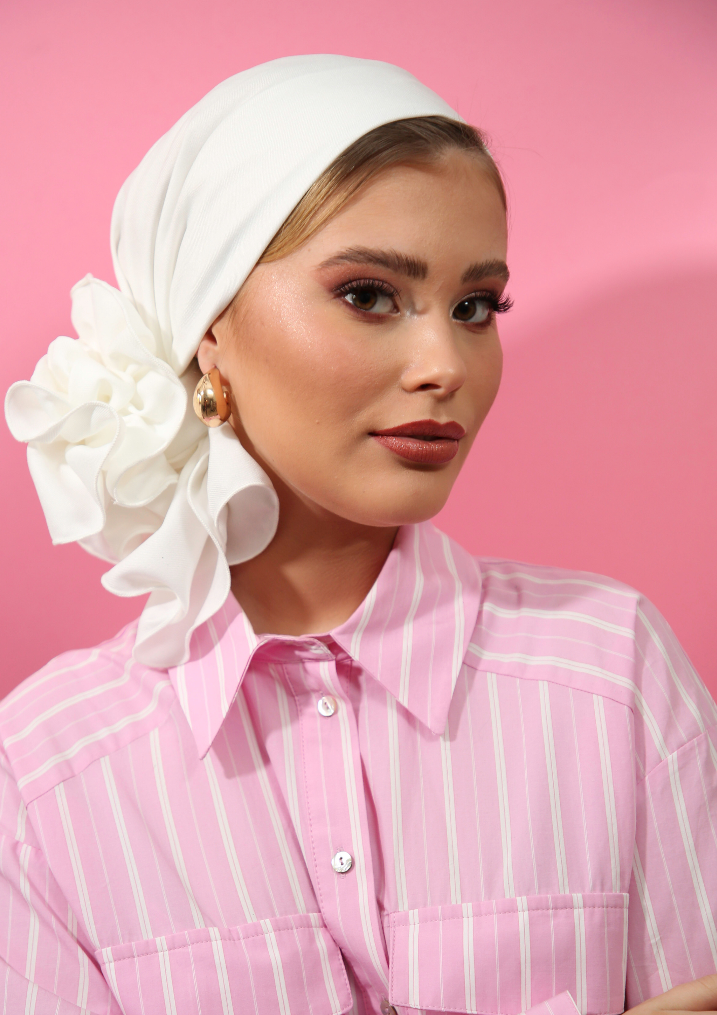 White Synthetic Linen headscarf
