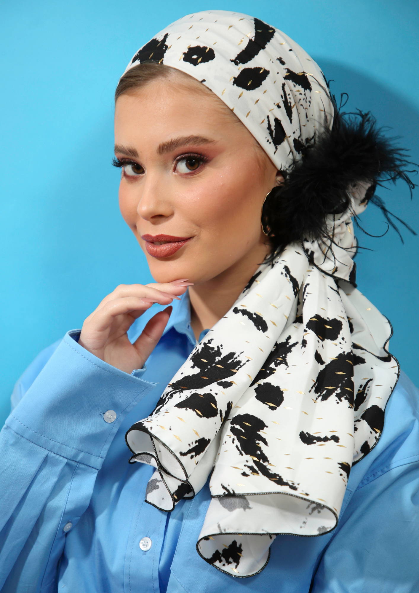 Feathered Black Srunchie (headscarf not included)