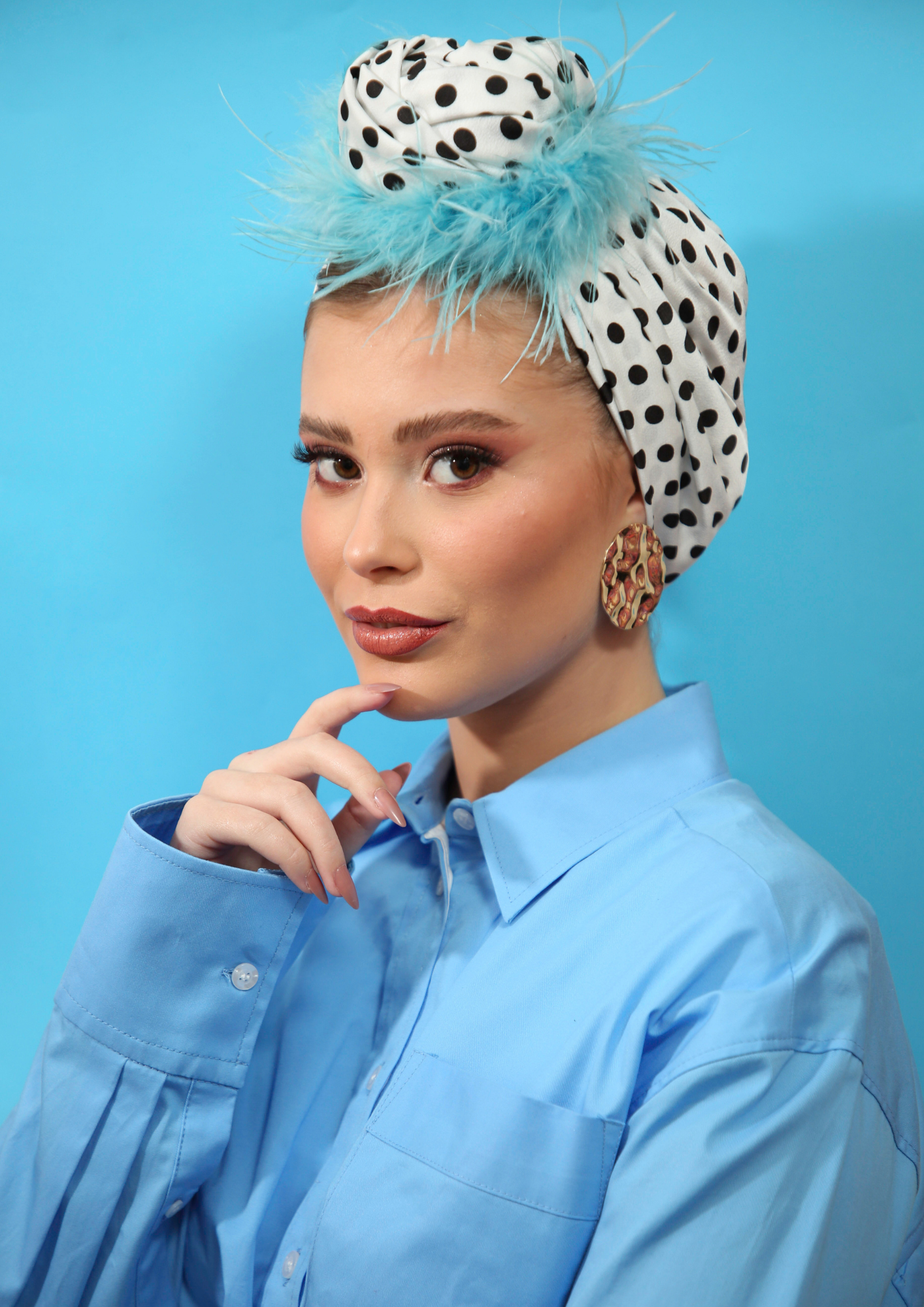 Feathered Blue Srunchie (headscarf not included)