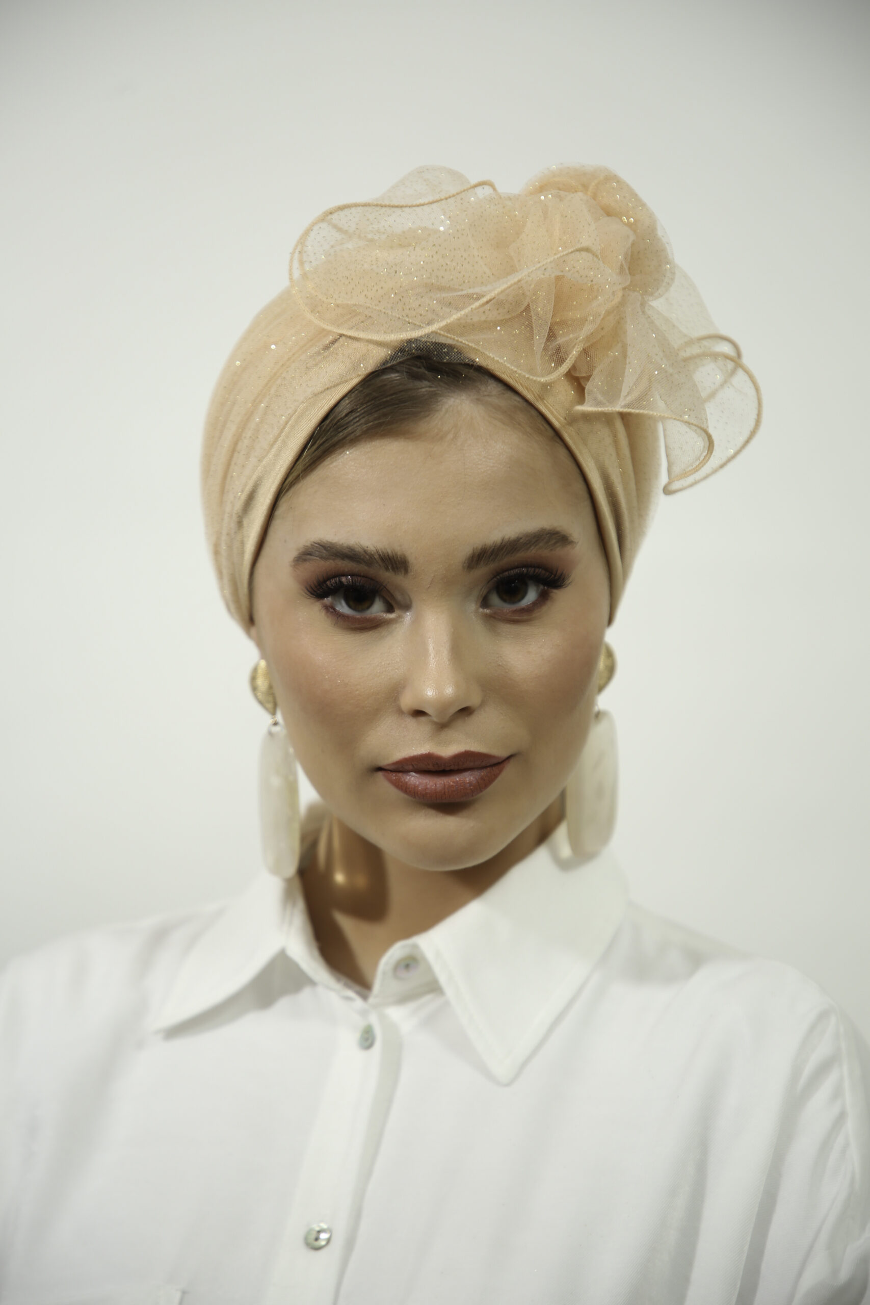 Headscarf Tulle Prescious Color Peach (Nude Base Not Included)
