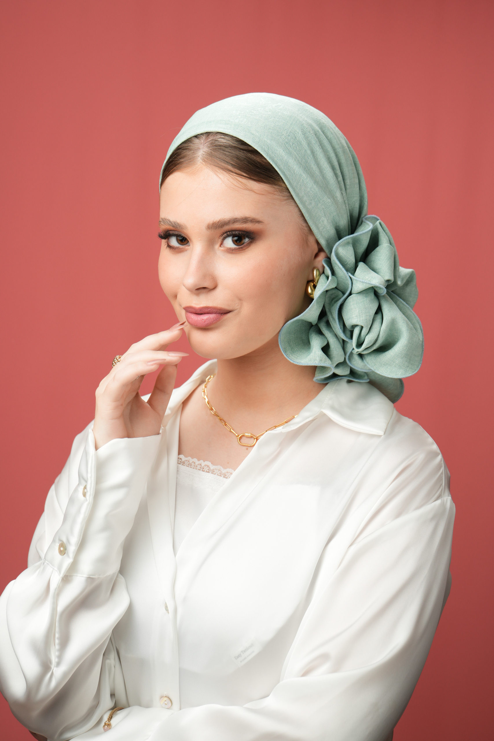 Synthetic Linen Light Blue Headscarf