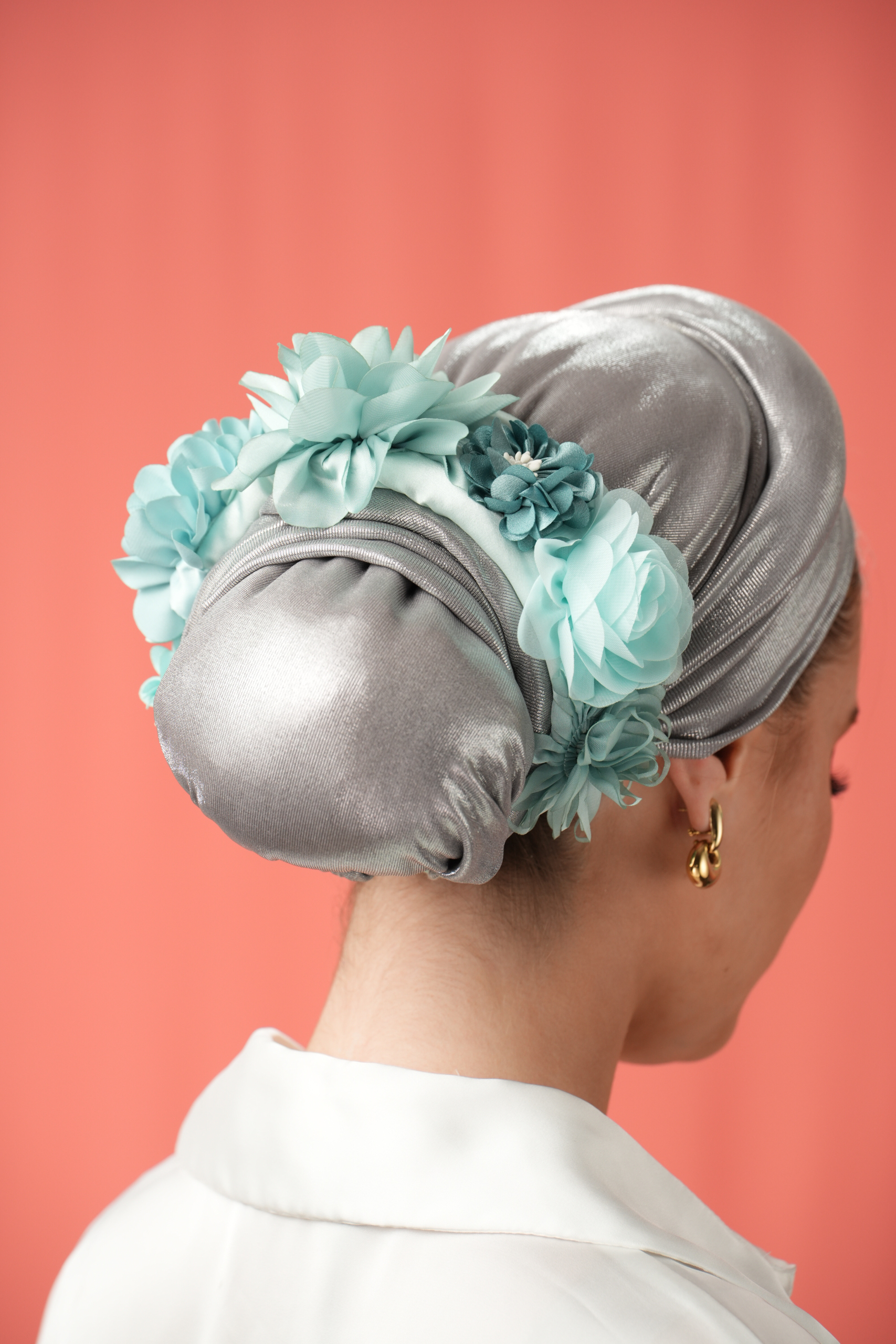 Grenn Mint Headband with green flowers (headscarf not included)