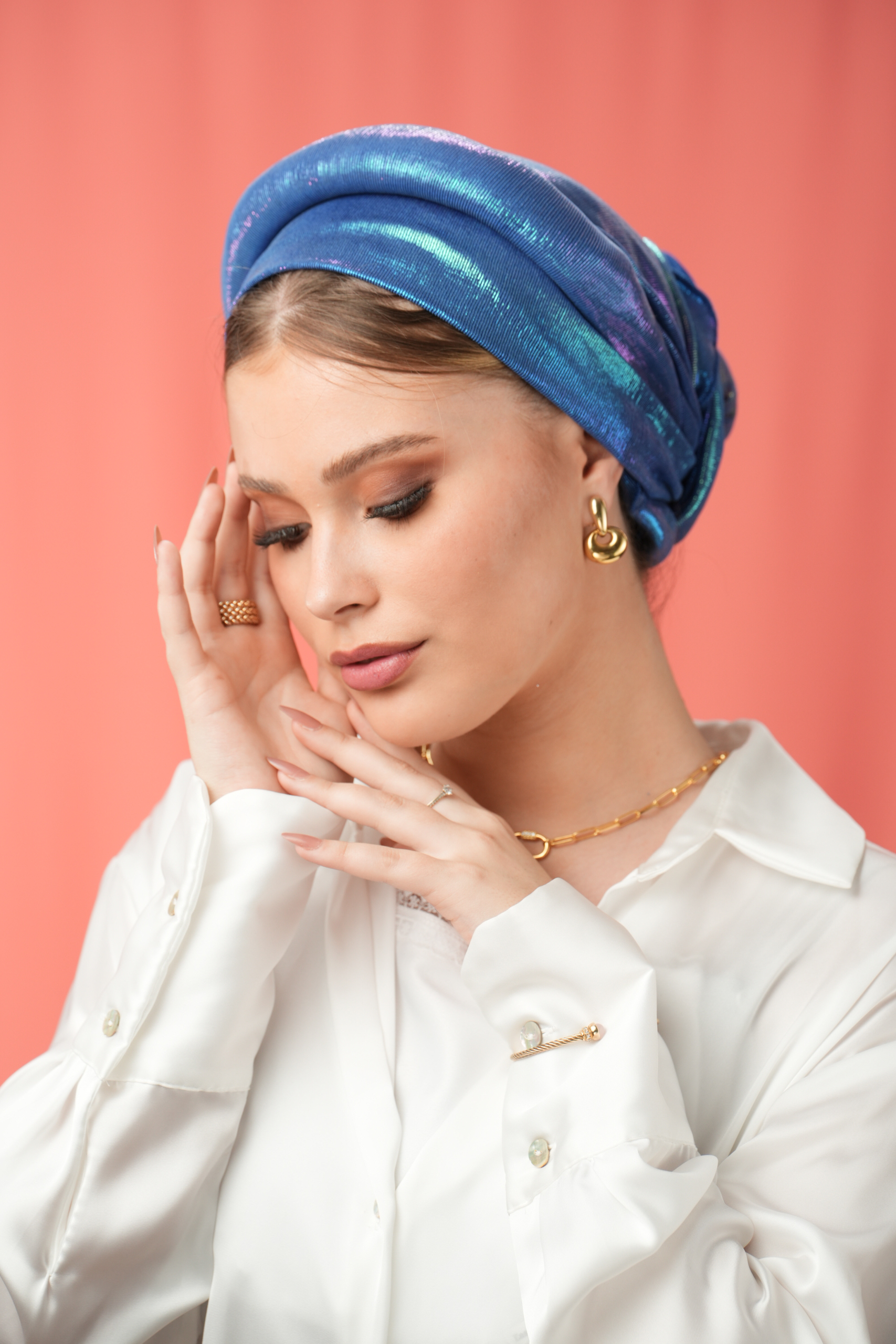 Blue Royal Shiny Special Ornament headscarf