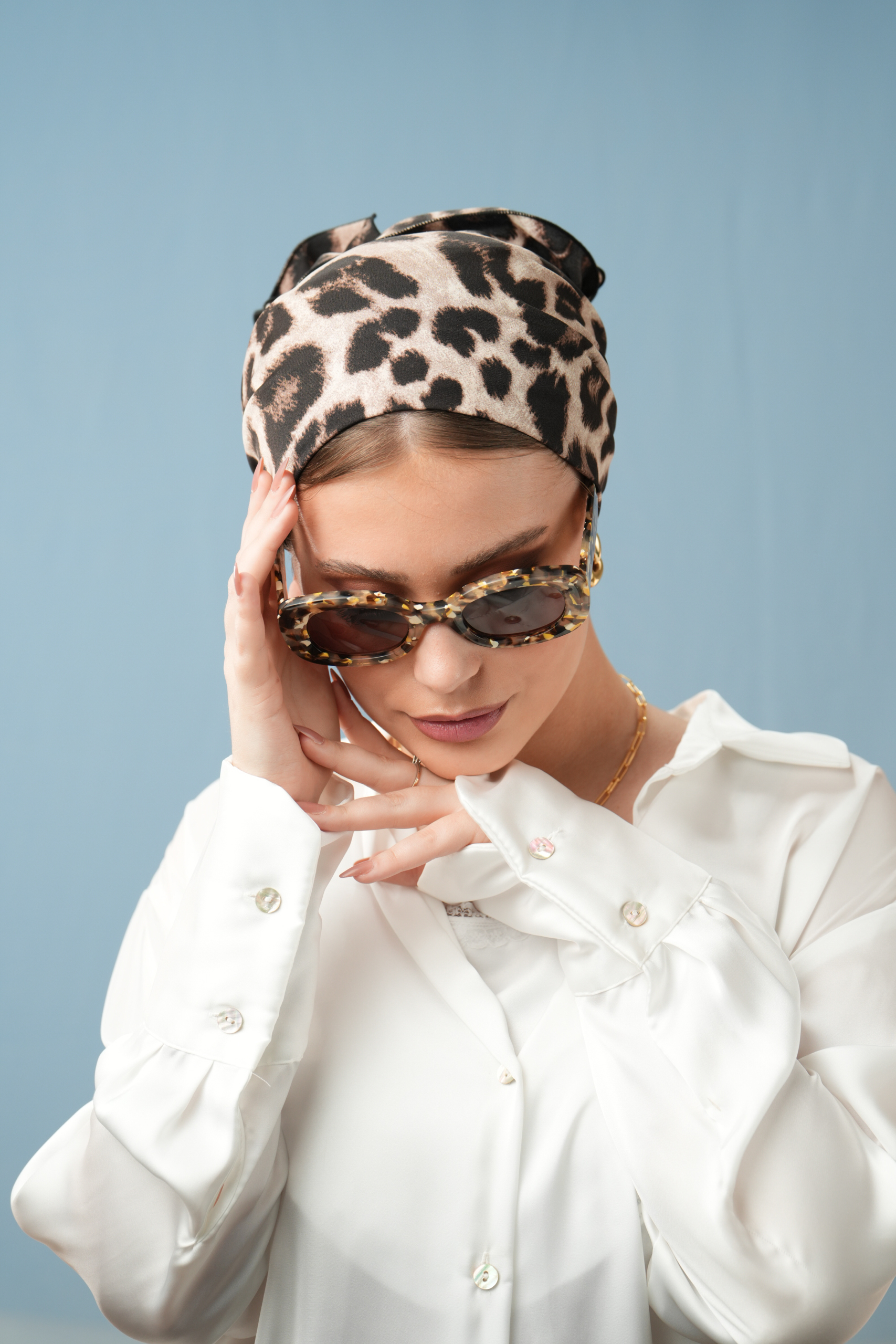 Printed leopard Headscarf