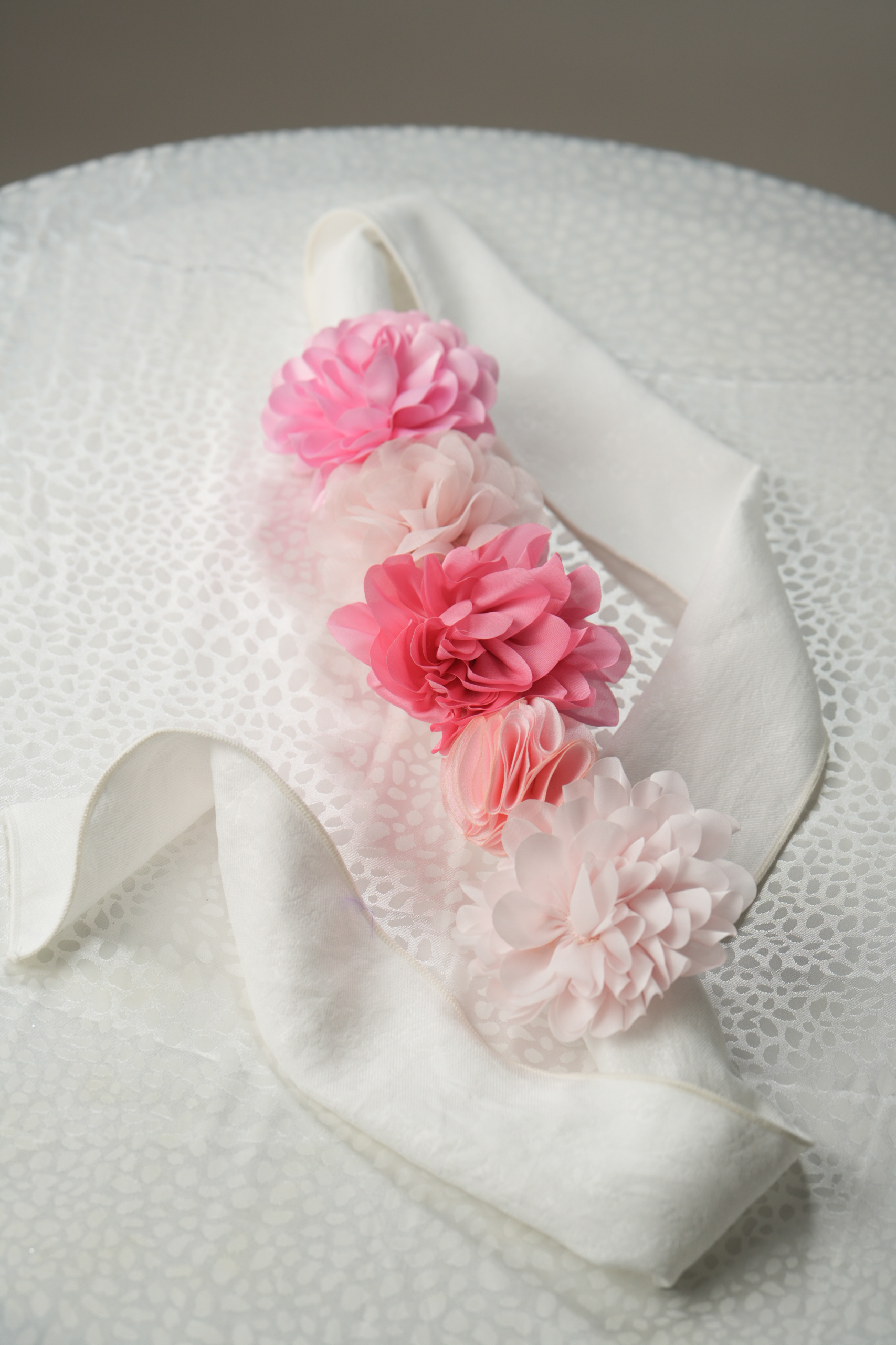White Headband with pink flowers (headscarf not included)