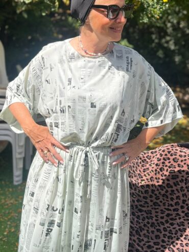 "Newspaper Chic" Modest Swim Dress – One Size