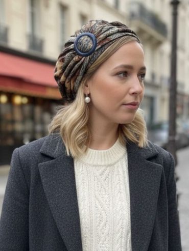 Khaki beret with a colored application