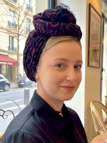 Black and burgundy velvet evening scarf with black tulle