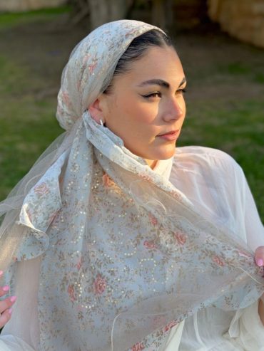 Headscarf Prescious Light Beige with Tulle