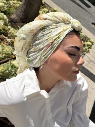 Floral Light Green Headscarf with Sparkling Embellishment