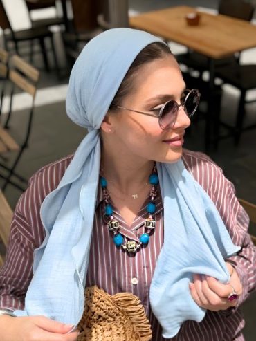 B-click Ready to wear headscarf Light Blue Synthetic Linen
