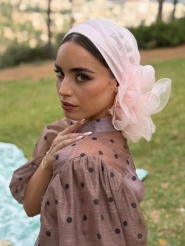 Pink Organza Evening headscarf