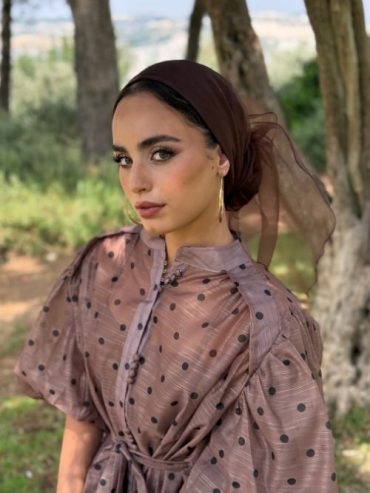 Brown Organza Evening headscarf
