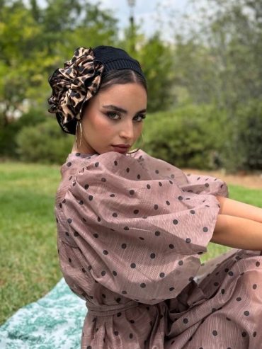 Black Beret with Leopard Flower